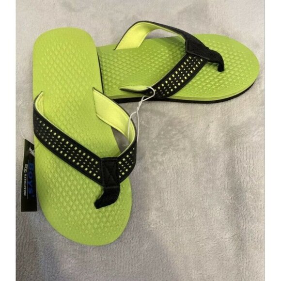 OT Revolution Black & Lime Flip Flops Large 2-3 - Picture 2 of 3